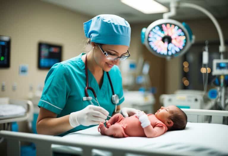 Uma enfermeira cuidando de recém-nascidos em uma unidade neonatal