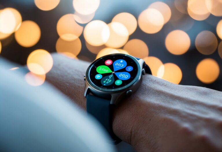 Um smartwatch com sensores de bioimpedância em uma pulseira elegante