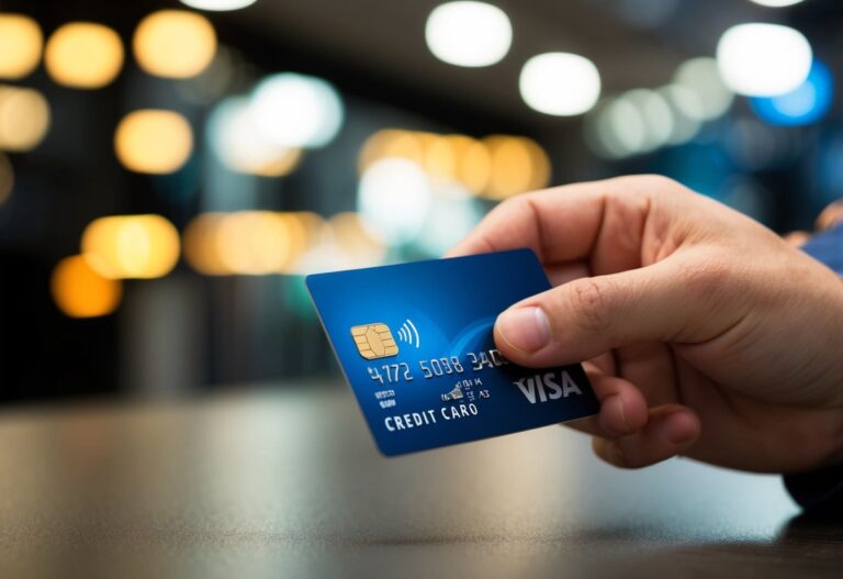 Uma mão segurando um cartão de crédito com o número do RG visível