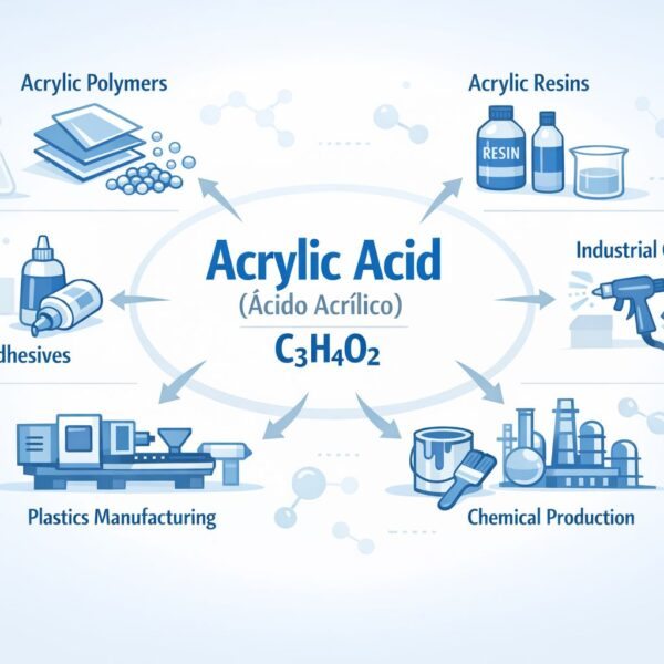 Aplicações industriais do ácido acrílico na produção de polímeros acrílicos, resinas acrílicas, adesivos, tintas e materiais químicos